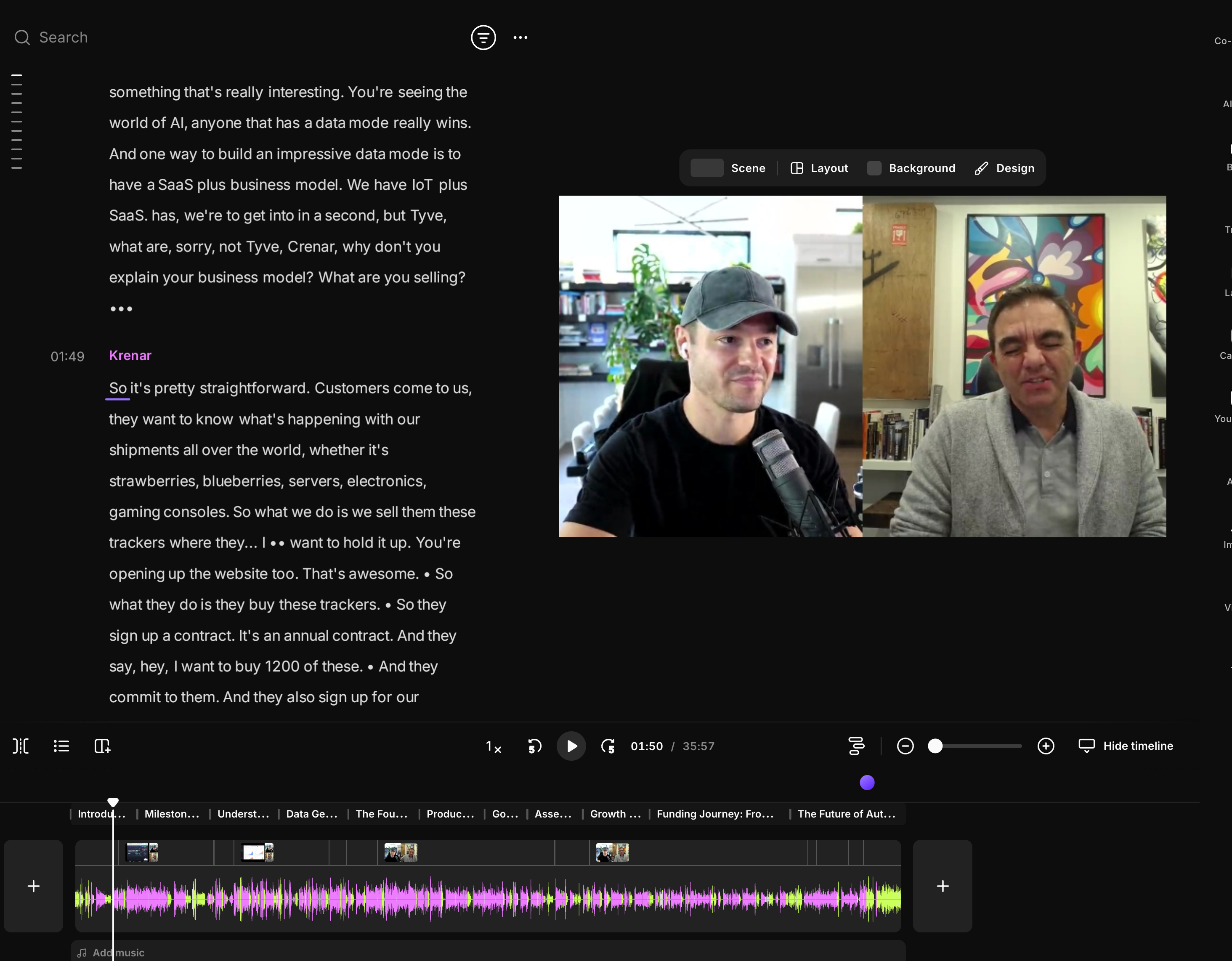 Screenshot from the live recording of the Tive interview