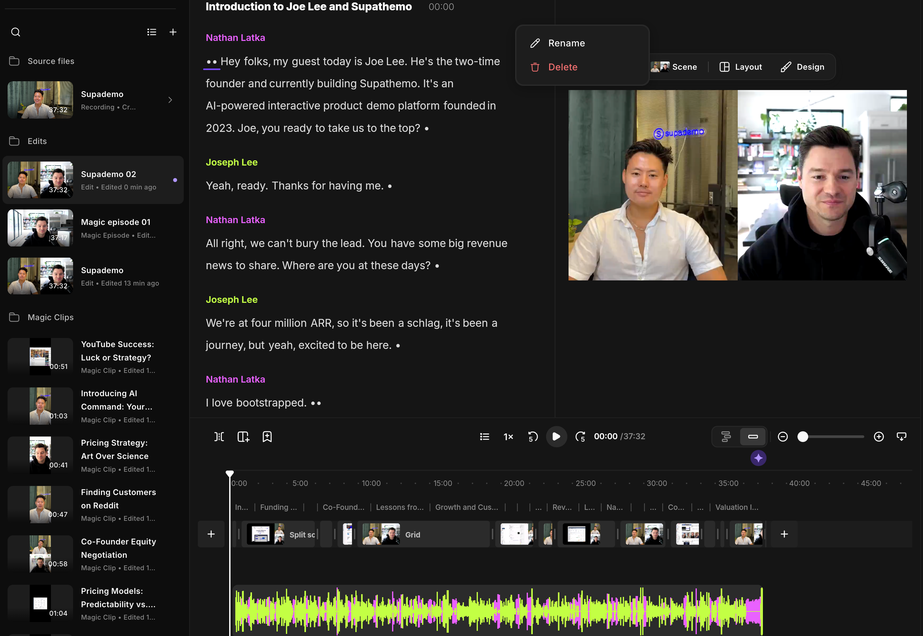 Screenshot from the live recording of the Supademo interview