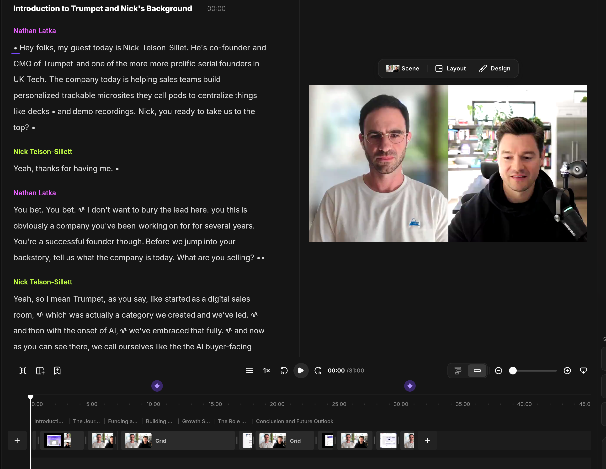Screenshot from the live recording of the trumpet interview