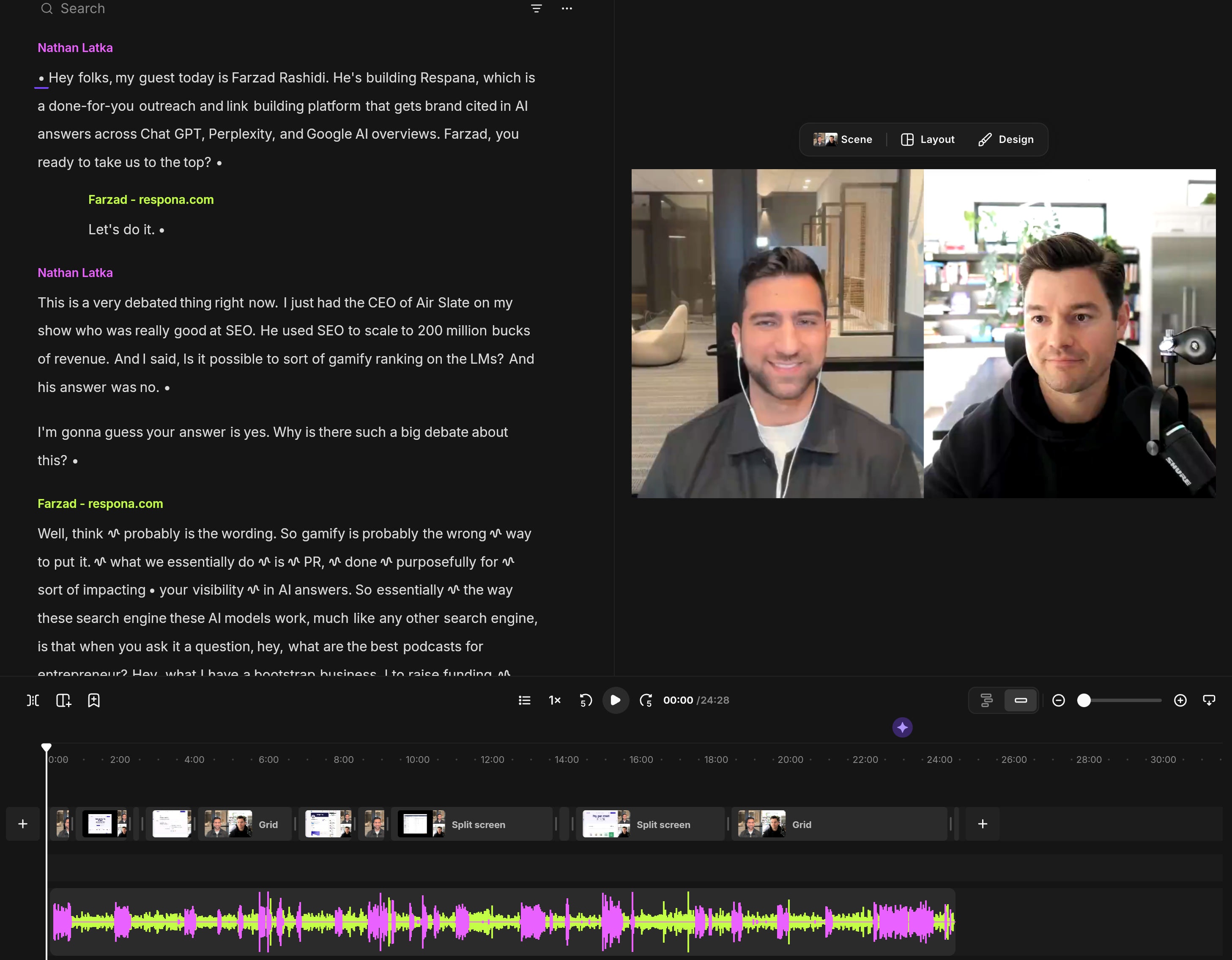 Screenshot from the live recording of the Respona interview
